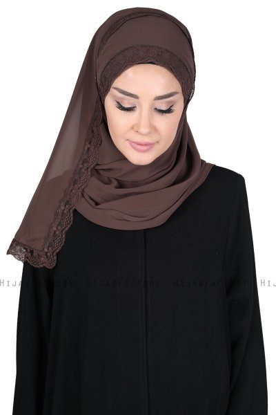 Carin - Hijab Chiffon Práctico Marrón