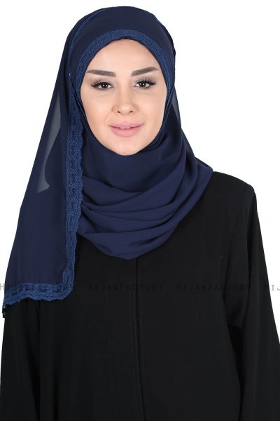 Carin - Hijab Chiffon Práctico Azul Marino