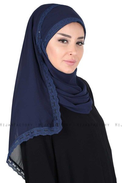 Carin - Hijab Chiffon Práctico Azul Marino