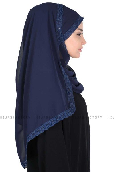 Carin - Hijab Chiffon Práctico Azul Marino