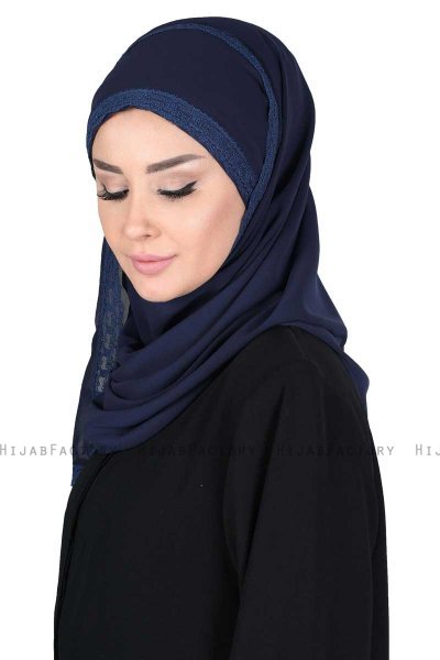 Carin - Hijab Chiffon Práctico Azul Marino