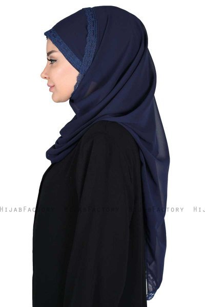 Carin - Hijab Chiffon Práctico Azul Marino