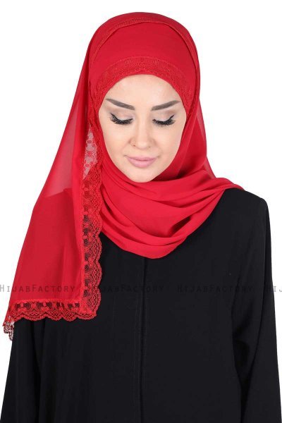 Carin - Hijab Chiffon Práctico Rojo