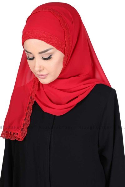 Carin - Hijab Chiffon Práctico Rojo