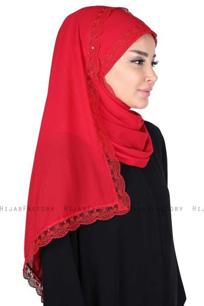 Carin - Hijab Chiffon Práctico Rojo