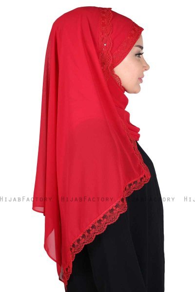 Carin - Hijab Chiffon Práctico Rojo