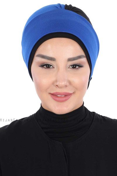 Clara - Turbante De Algodón Azul & Negro