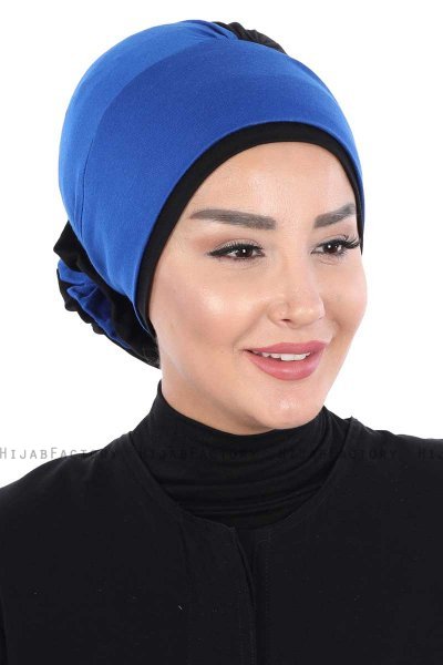 Clara - Turbante De Algodón Azul & Negro