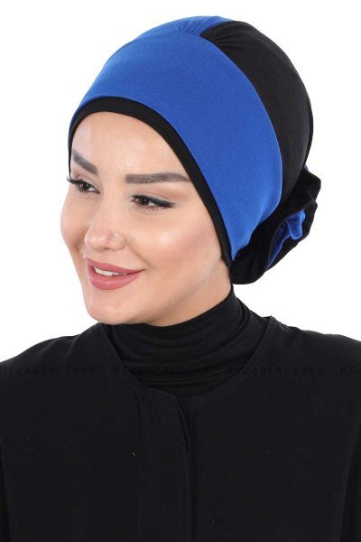 Clara - Turbante De Algodón Azul & Negro