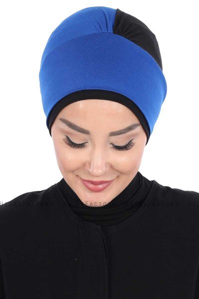 Clara - Turbante De Algodón Azul & Negro