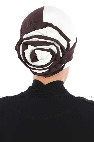 Clara - Turbante De Algodón Marrón & Crema
