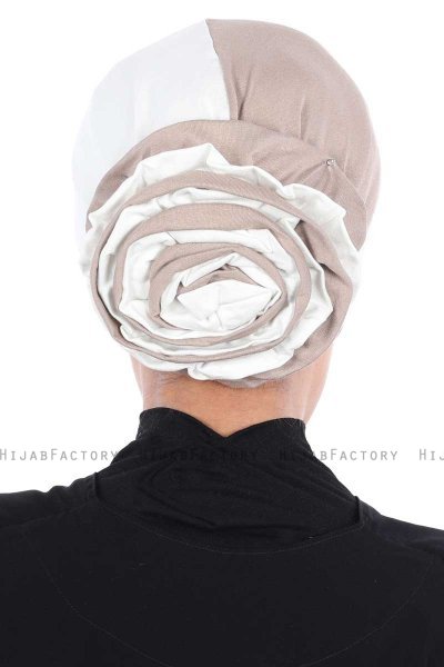 Clara - Turbante De Algodón Crema & Taupe