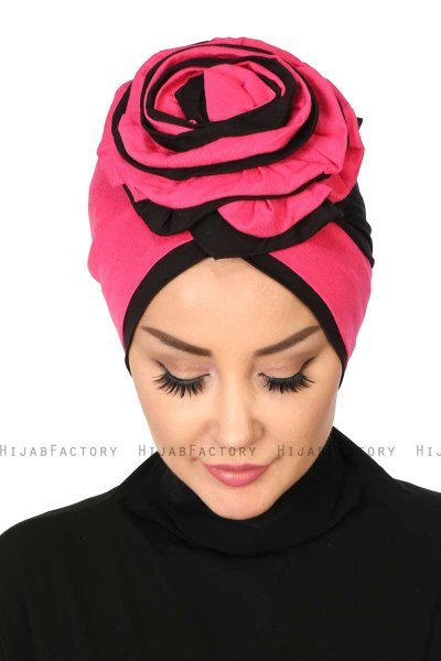 Clara - Turbante De Algodón Fucsia & Negro