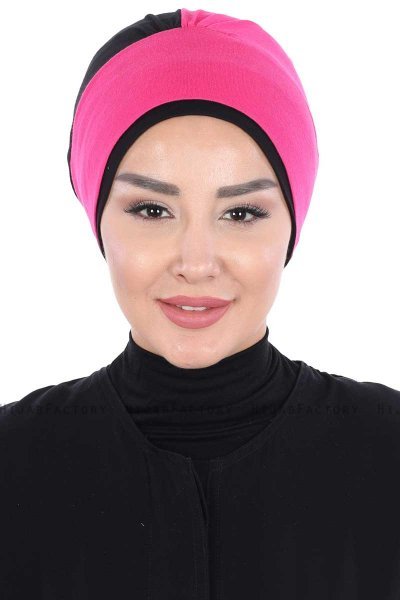Clara - Turbante De Algodón Fucsia & Negro