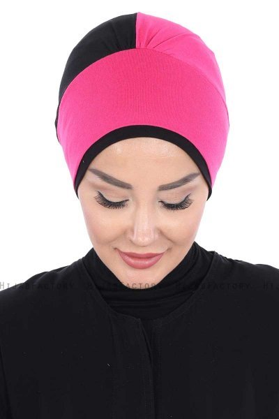 Clara - Turbante De Algodón Fucsia & Negro