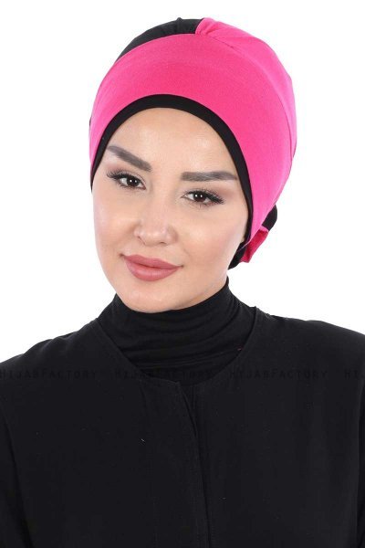 Clara - Turbante De Algodón Fucsia & Negro