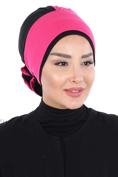 Clara - Turbante De Algodón Fucsia & Negro