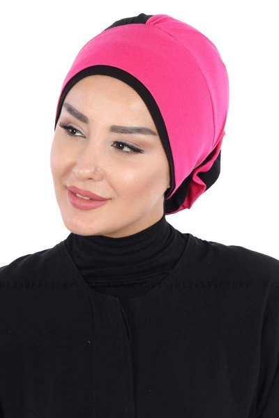 Clara - Turbante De Algodón Fucsia & Negro