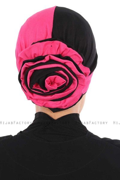 Clara - Turbante De Algodón Fucsia & Negro