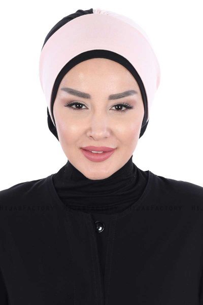 Clara - Turbante De Algodón Rosa De Antaño & Negro