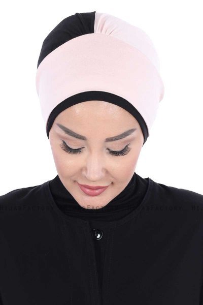 Clara - Turbante De Algodón Rosa De Antaño & Negro
