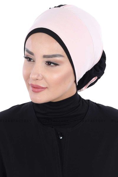 Clara - Turbante De Algodón Rosa De Antaño & Negro