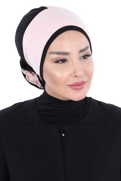 Clara - Turbante De Algodón Rosa De Antaño & Negro