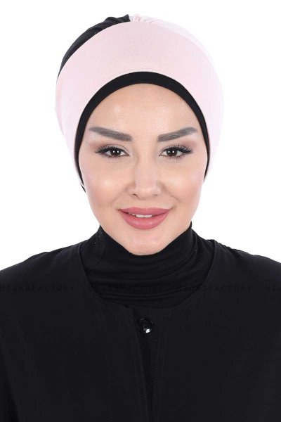 Clara - Turbante De Algodón Rosa De Antaño & Negro