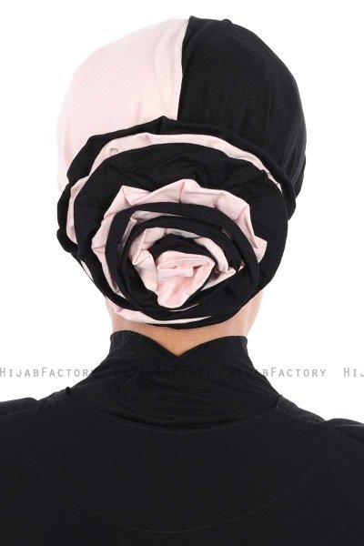 Clara - Turbante De Algodón Rosa De Antaño & Negro