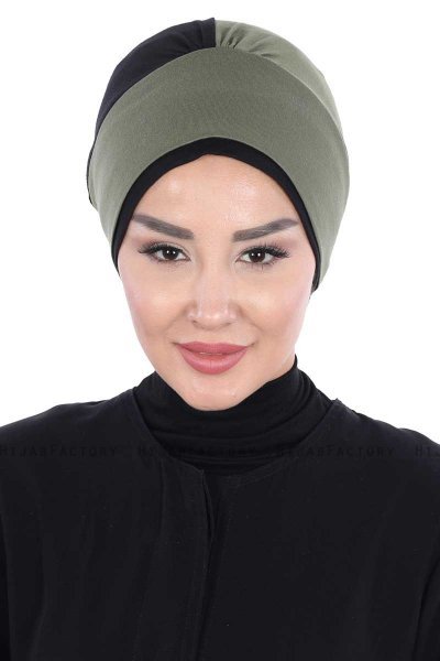 Clara - Turbante De Algodón Caqui & Negro