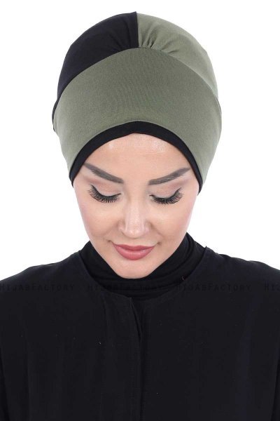 Clara - Turbante De Algodón Caqui & Negro