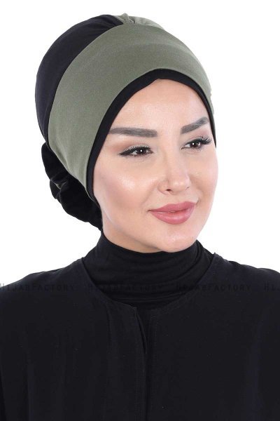 Clara - Turbante De Algodón Caqui & Negro