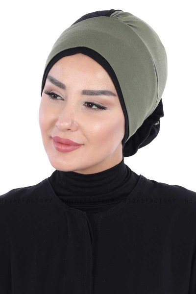 Clara - Turbante De Algodón Caqui & Negro