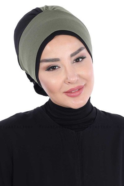 Clara - Turbante De Algodón Caqui & Negro