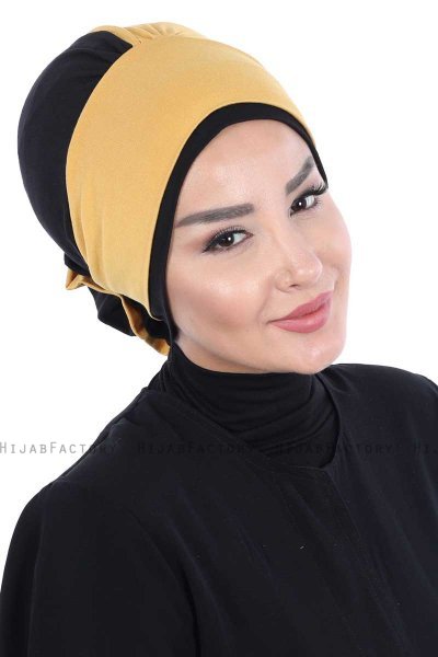 Clara - Turbante De Algodón Mostaza & Negro