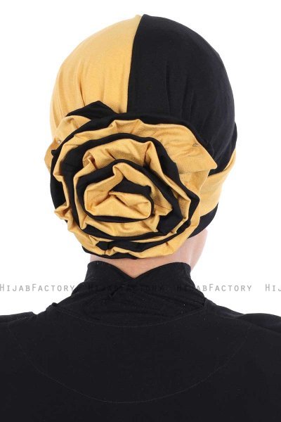 Clara - Turbante De Algodón Mostaza & Negro