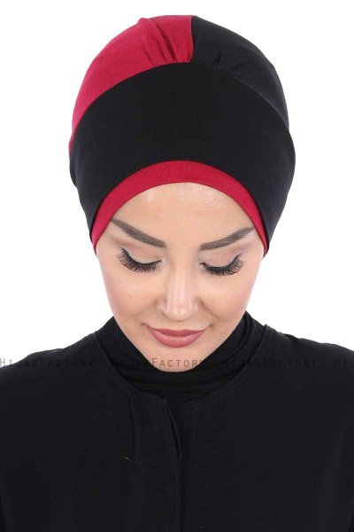 Clara - Turbante De Algodón Negro & Burdeos