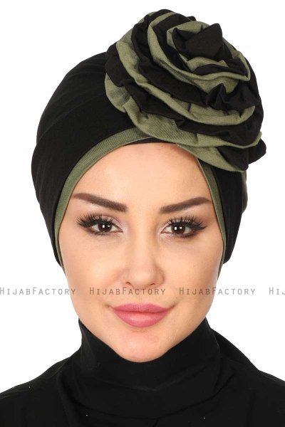 Clara - Turbante De Algodón Negro & Caqui