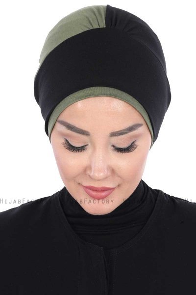Clara - Turbante De Algodón Negro & Caqui