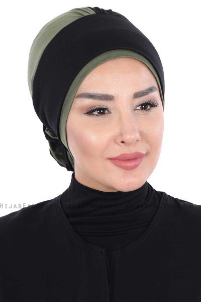 Clara - Turbante De Algodón Negro & Caqui
