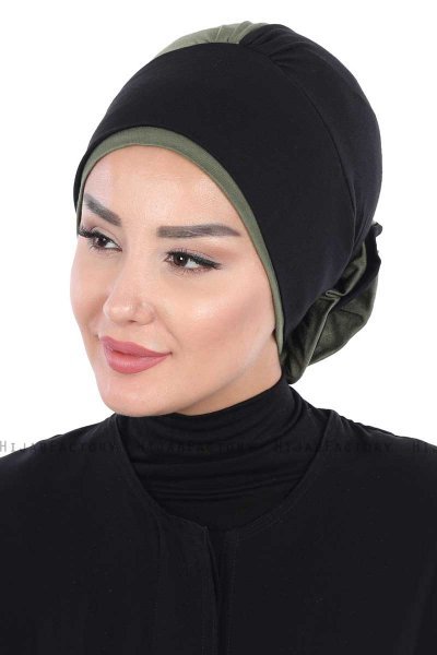 Clara - Turbante De Algodón Negro & Caqui