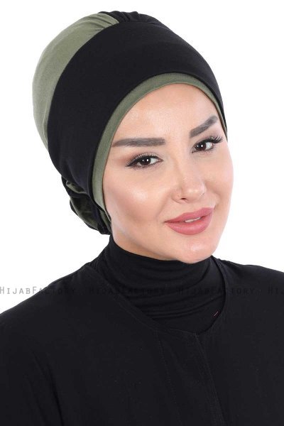 Clara - Turbante De Algodón Negro & Caqui