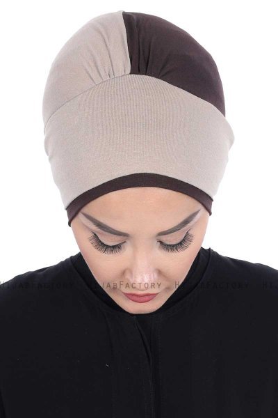 Clara - Turbante De Algodón Taupe & Marrón