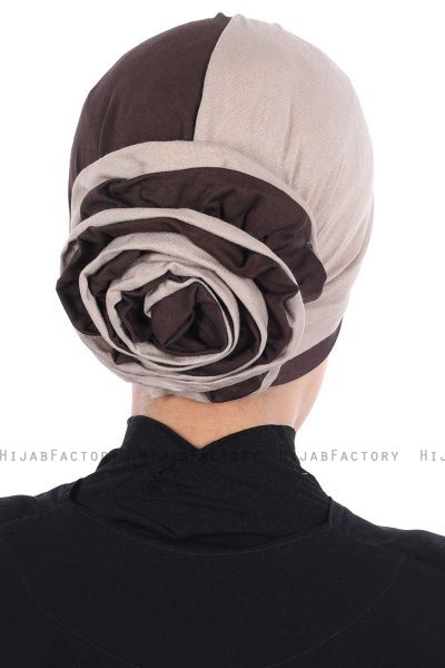 Clara - Turbante De Algodón Taupe & Marrón