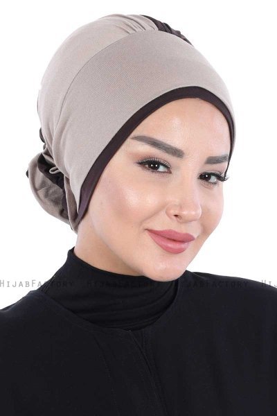 Clara - Turbante De Algodón Taupe & Marrón