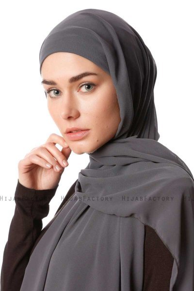Derya - Hijab Práctico Chiffon Antracita