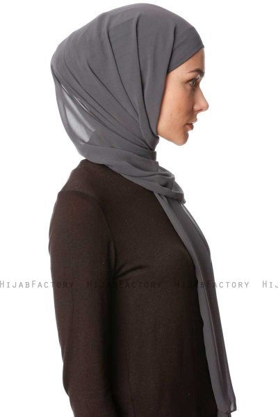 Derya - Hijab Práctico Chiffon Antracita