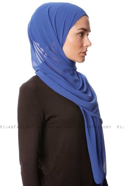 Derya - Hijab Práctico Chiffon Azul