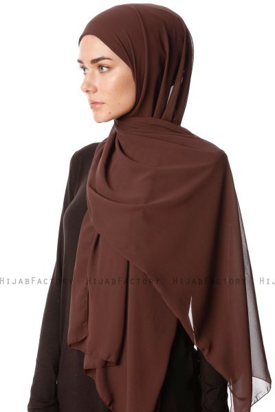 Derya - Hijab Práctico Chiffon Marrón