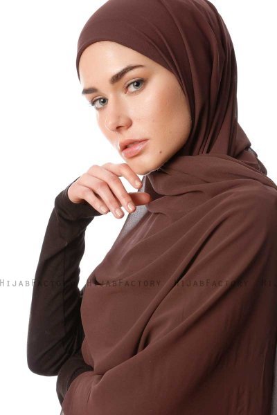Derya - Hijab Práctico Chiffon Marrón